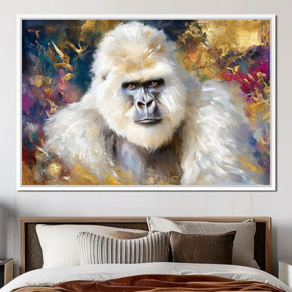 Majestic White Gorilla Portrait Canvas Wall Art