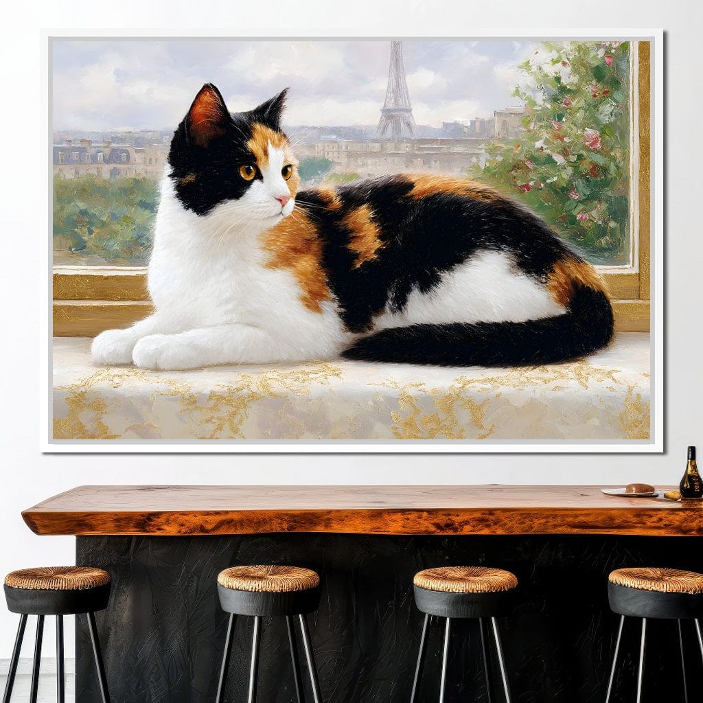 Parisian Feline Afternoon Canvas Wall Art