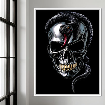 Serpent Crowned Skull Night Canvas Wall Art