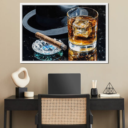 Whiskey Night Silhouette Canvas Wall Art
