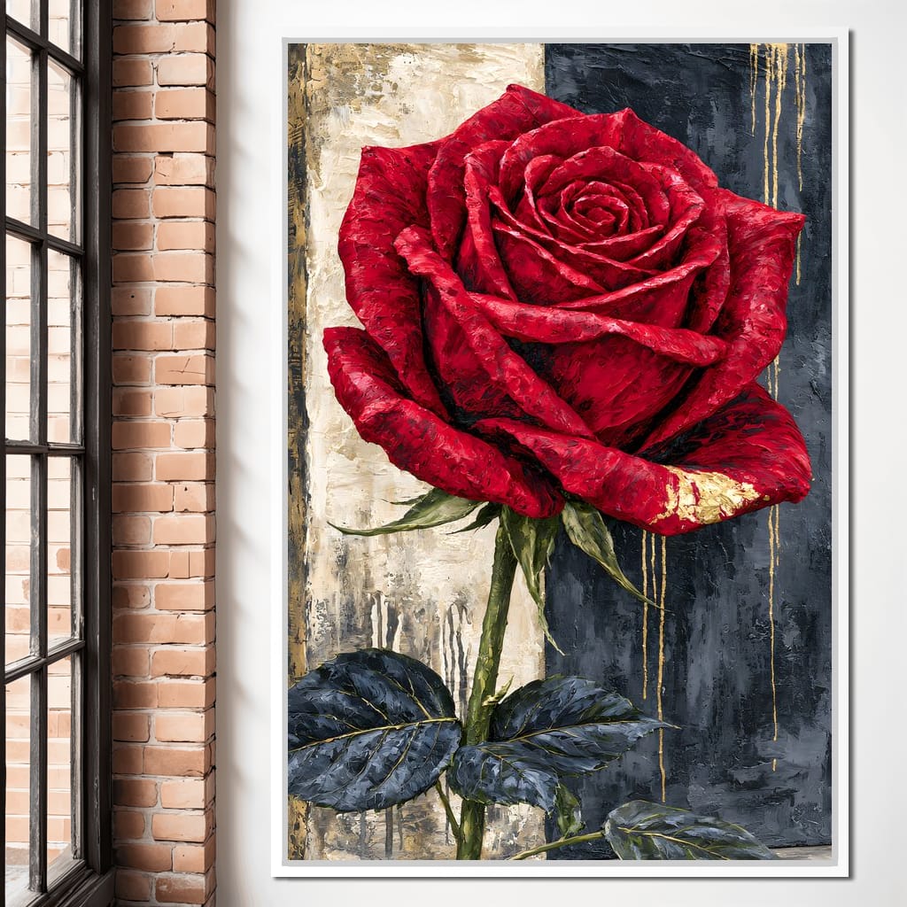Gilded Petals On Divided Ground Canvas Wall Art
