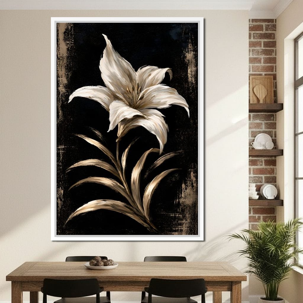 Gilded Petals Upon Nightfall Canvas Wall Art