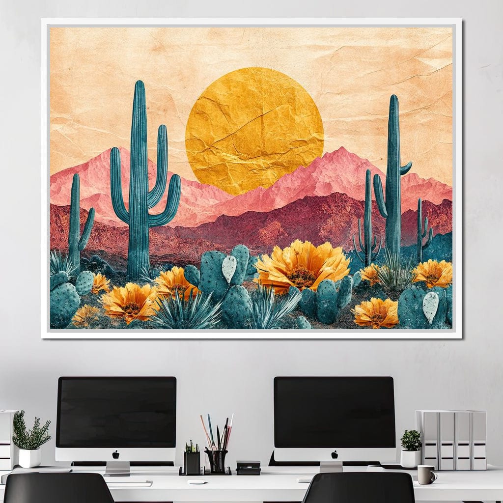 Desert Bloom Sunlit Peaks Canvas Wall Art