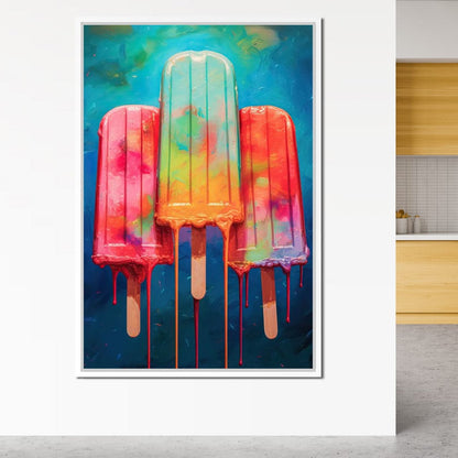 Rainbow Popsicles Glow Canvas Wall Art