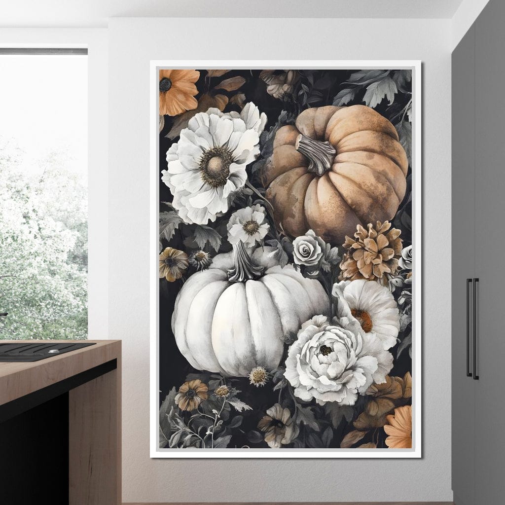 Autumn Pumpkin Floral Reverie Canvas Wall Art