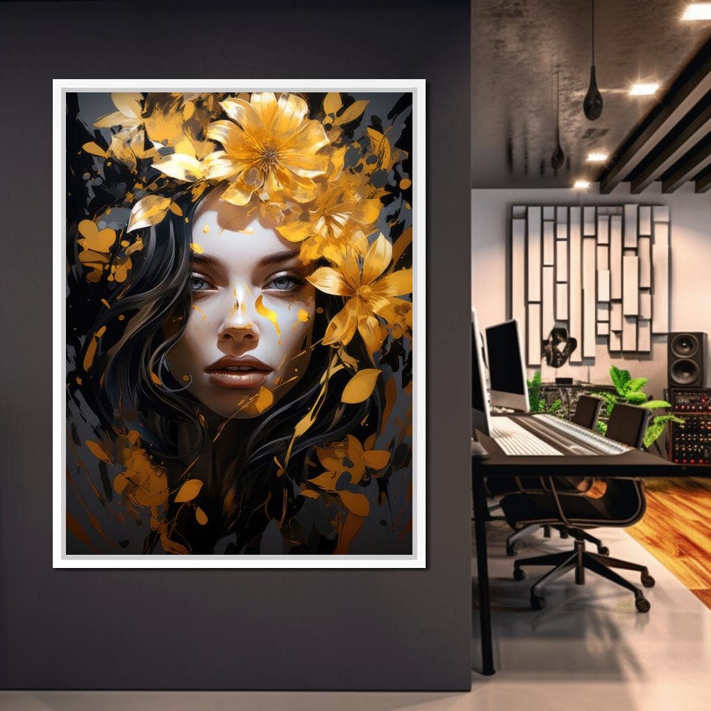 Golden Petal Crown Canvas Wall Art