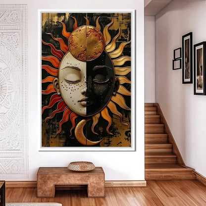 Solar Lunar Symbiosis Canvas Wall Art