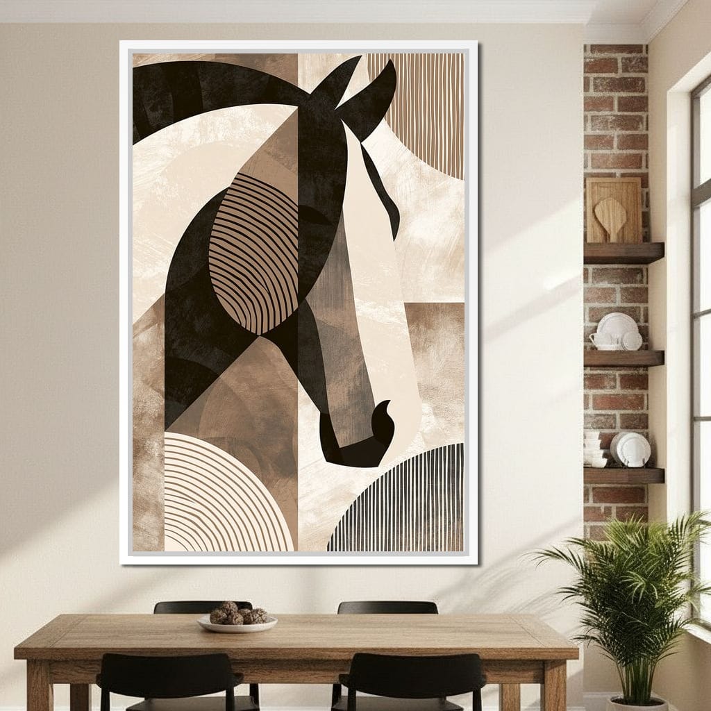 Stallion Reflected Through Geometric Planes Canvas Wall Art
