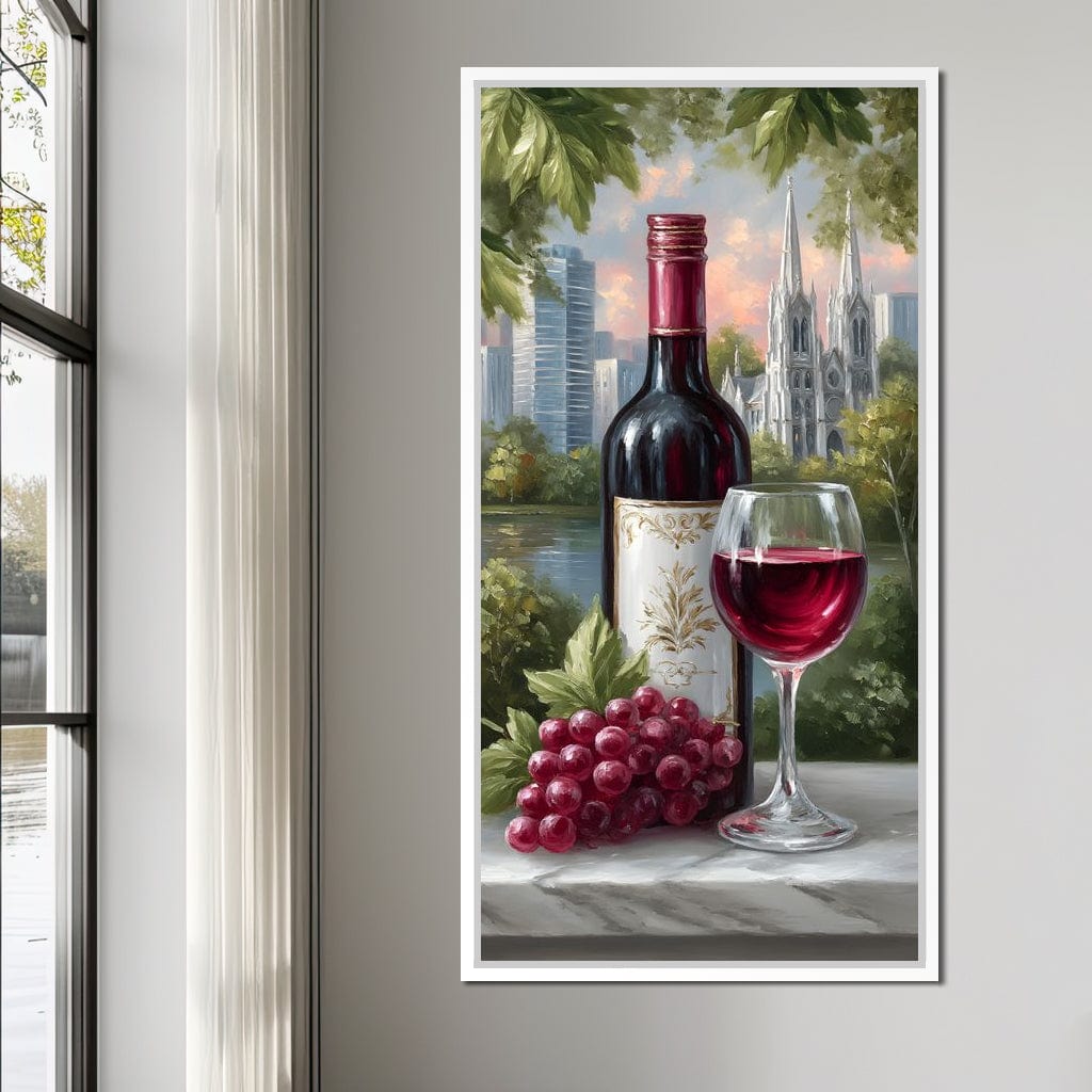 Wine Reflections Cityscape Elegance Canvas Wall Art