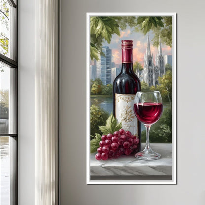 Wine Reflections Cityscape Elegance Canvas Wall Art