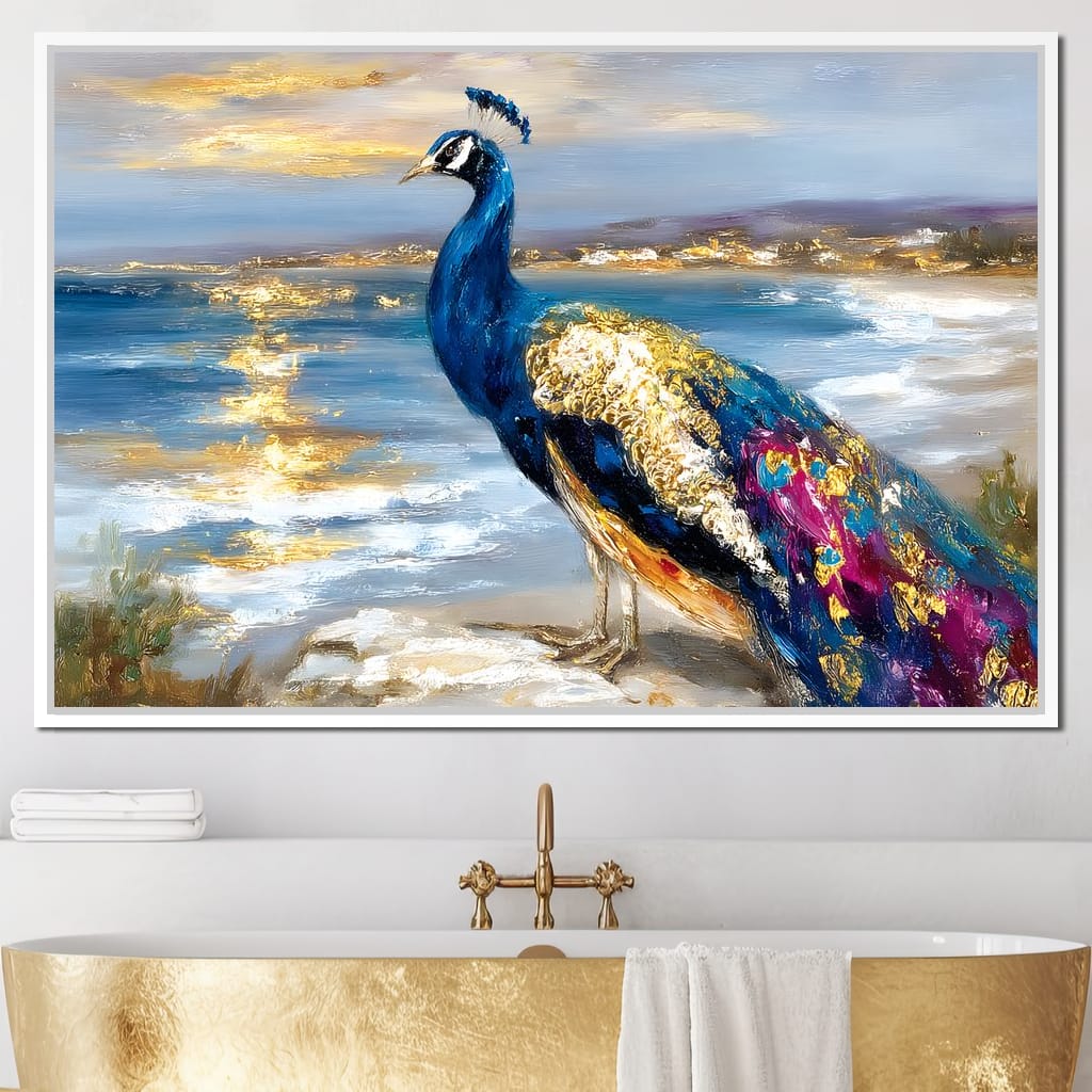 Gilded Peacock Shorelight Canvas Wall Art
