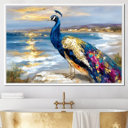 Gilded Peacock Shorelight Canvas Wall Art