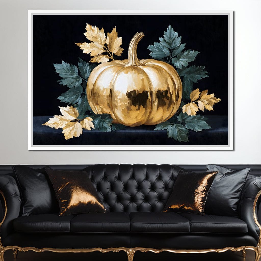 Golden Pumpkin Autumn Elegance Canvas Wall Art