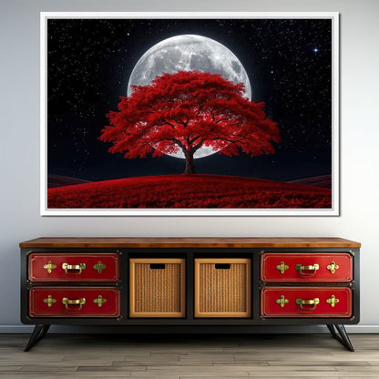 The Crimson Moon Tree Canvas Wall Art