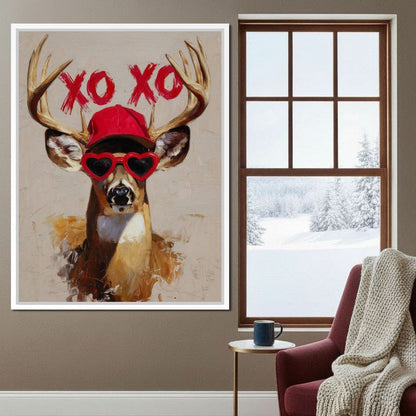 XOXO Deer Love Shades Portrait Canvas Wall Art