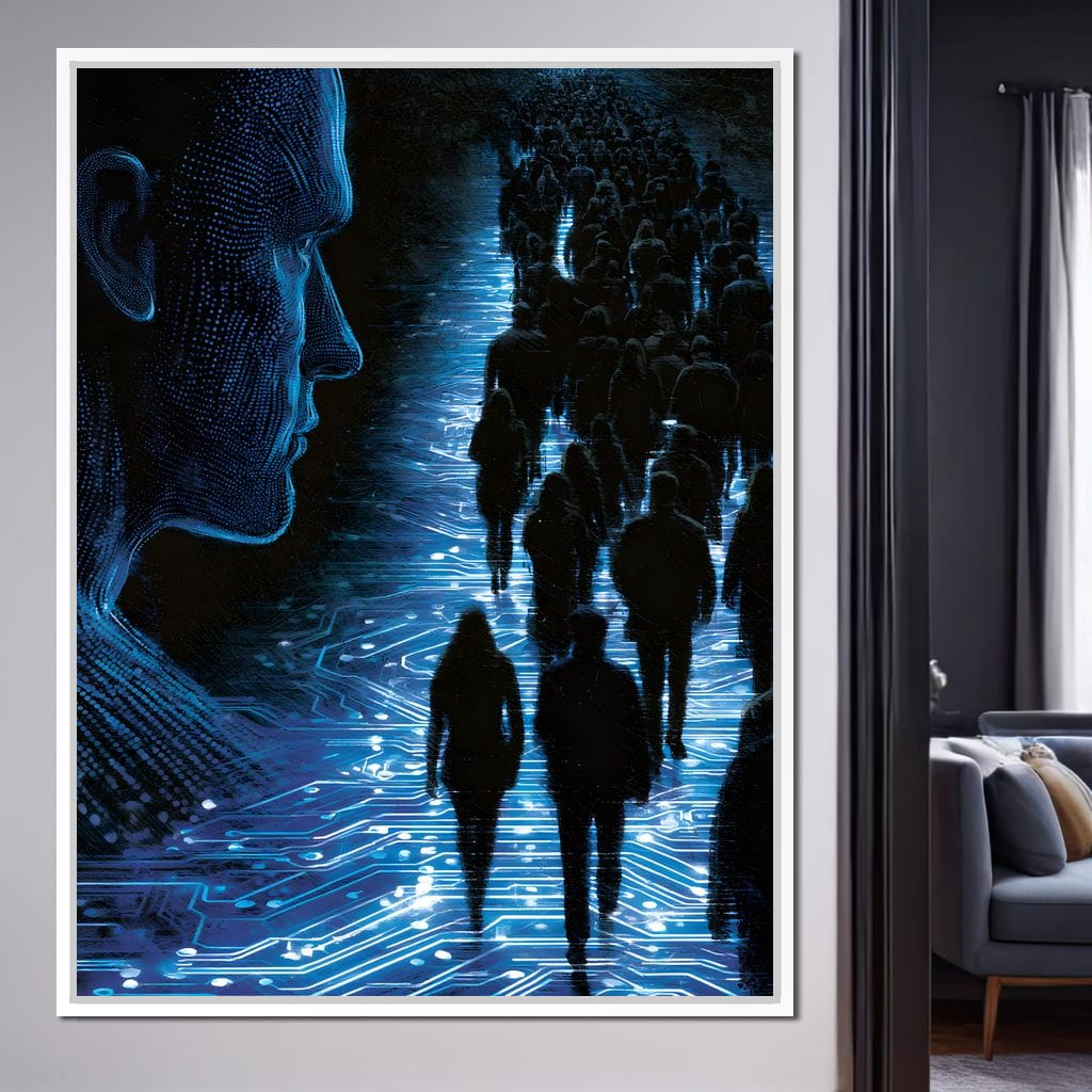 The Collective Walk of Digital Ghosts Canvas Wall Art