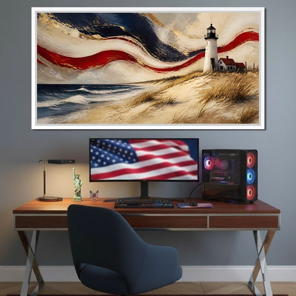 Coastal Beacon Of Freedom Canvas Wall Art