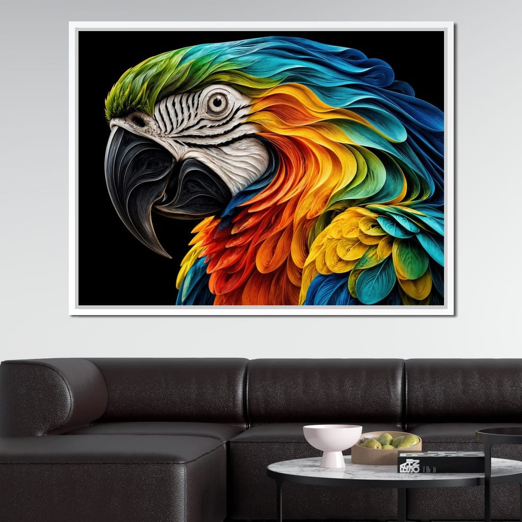 The Ribbon Feather Macaw Canvas Wall Art
