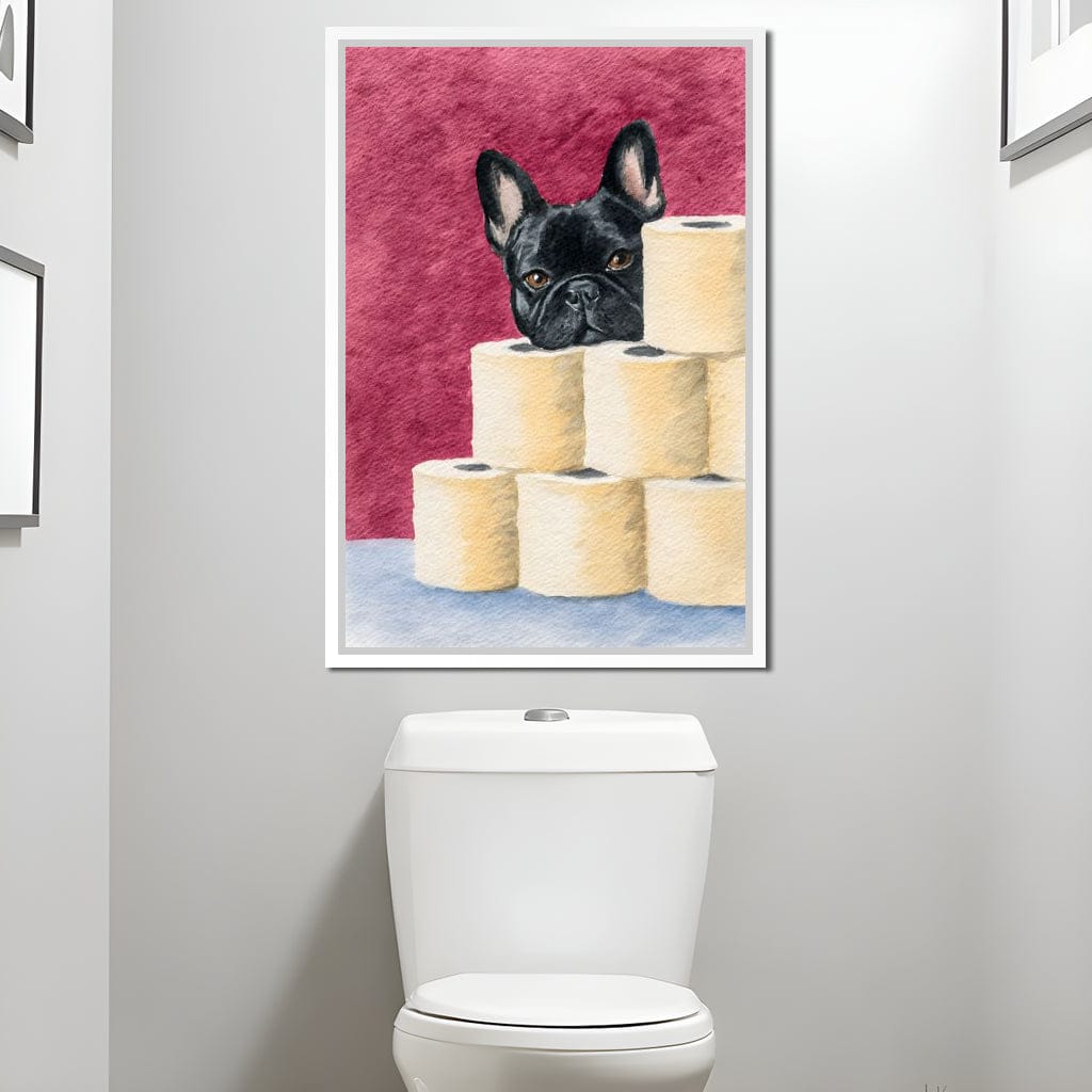 French Bulldog Toilet Roll Sentinel Canvas Wall Art