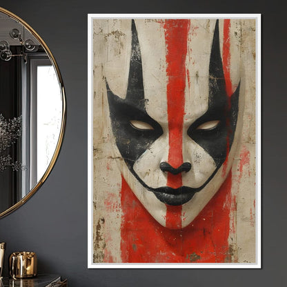 Tribal Mask Red Strike Face Canvas Wall Art