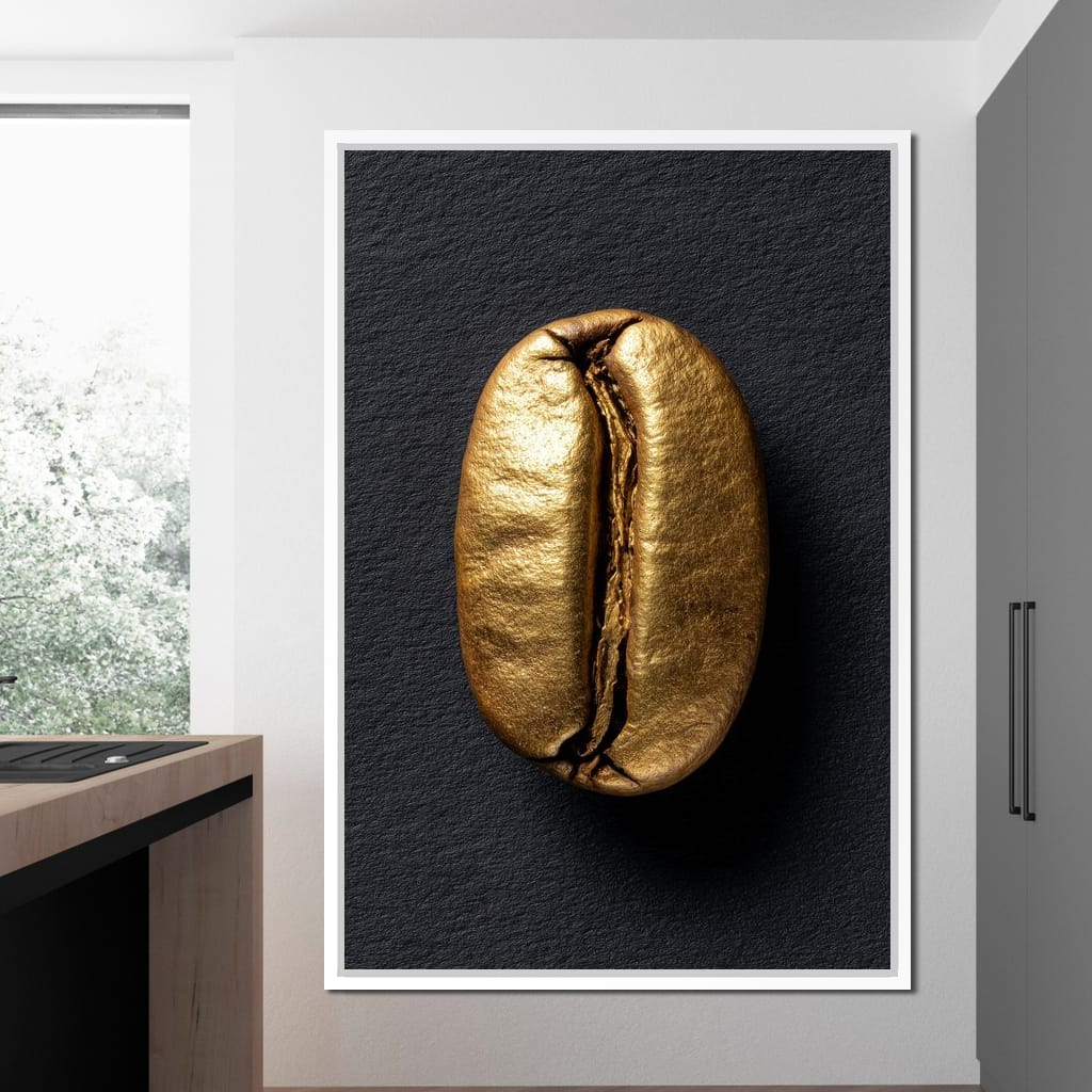 Golden Coffee Bean Minimalism Canvas Wall Art