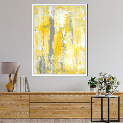 Grey & Yellow Abstract Art Painting Canvas Wall Art