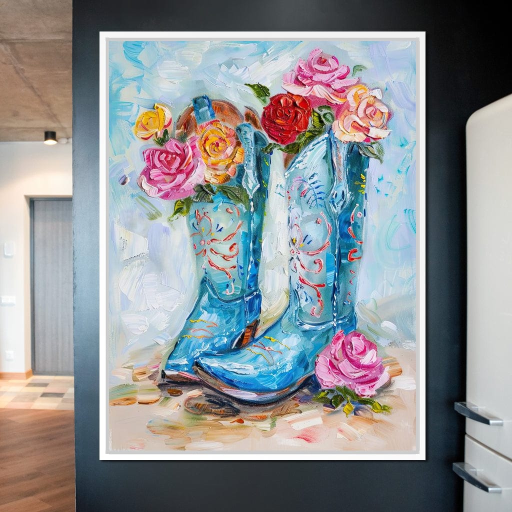 Floral Cowboy's Melodic Saga Canvas Wall Art