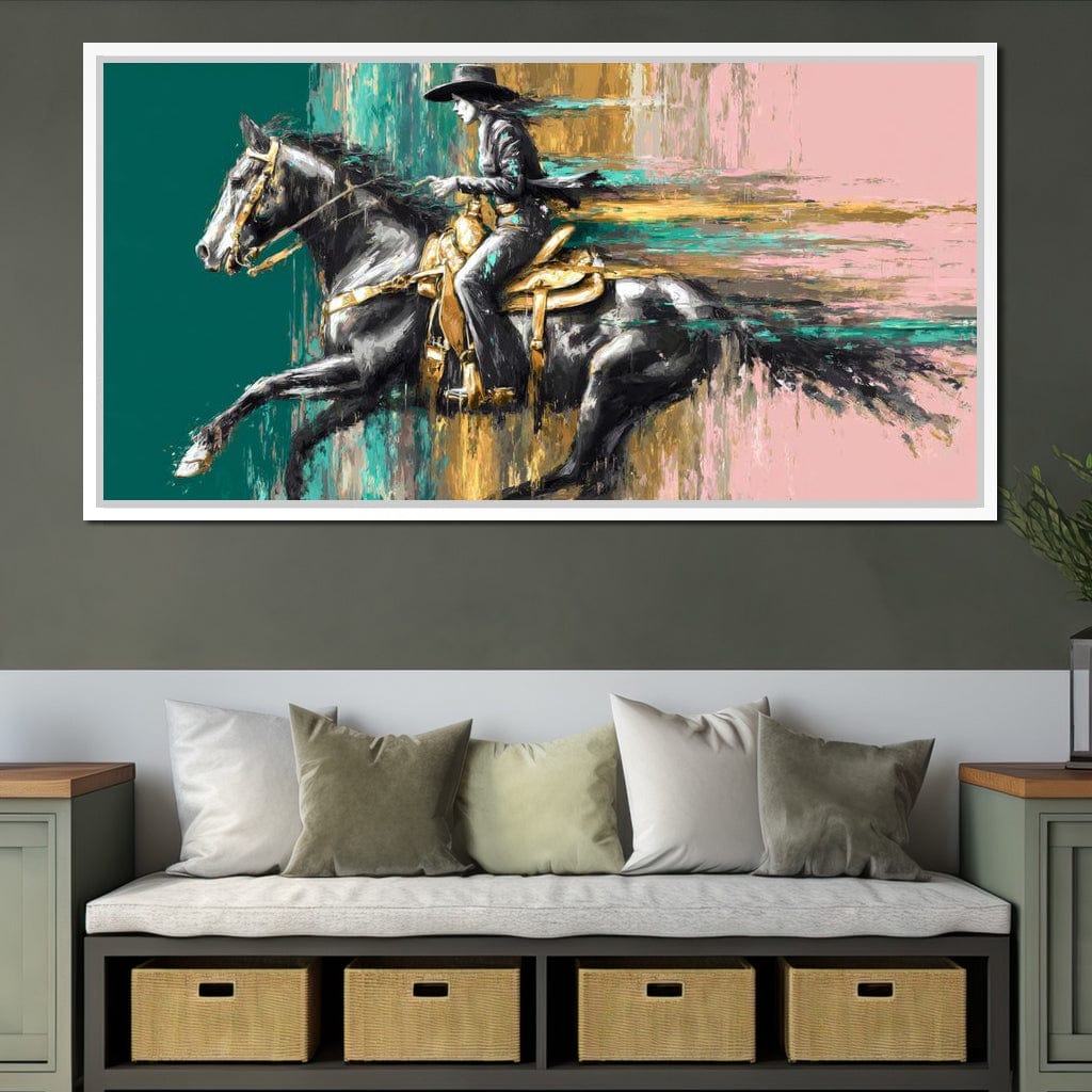Golden Cowgirl Noir Star Canvas Wall Art
