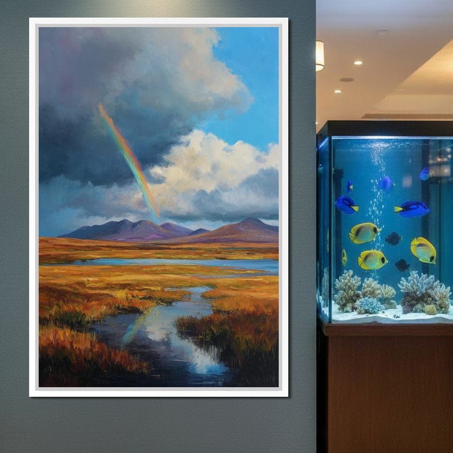 Rainbow Over Highland Moorland Canvas Wall Art