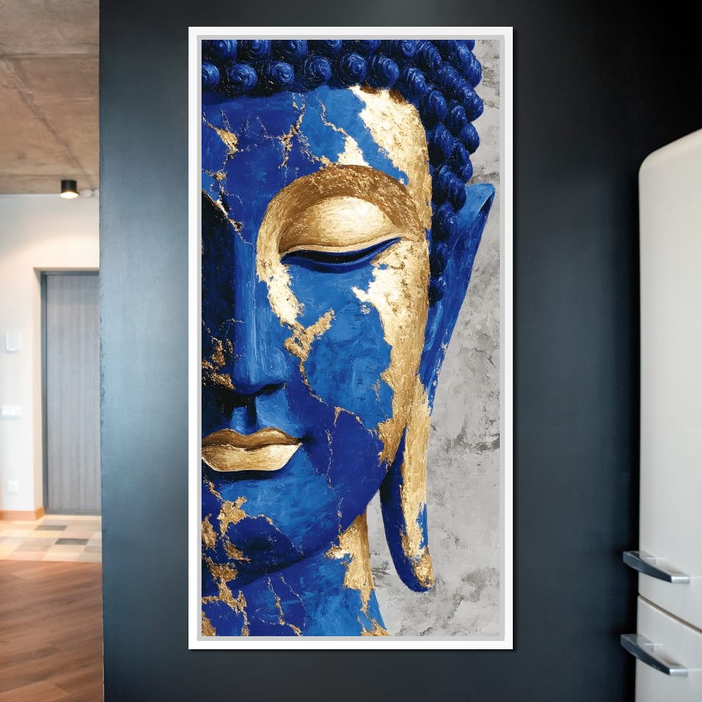 Cobalt Gold Buddha Portrait Canvas Wall Art