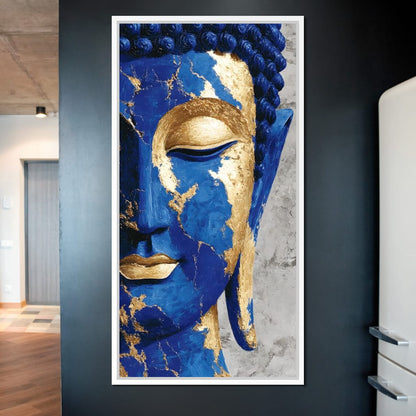 Cobalt Gold Buddha Portrait Canvas Wall Art