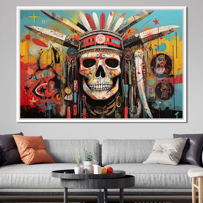 Tribal Echoes in Technicolor Canvas Wall Art