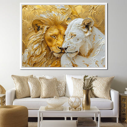 Golden Solitude and Ivory Peace Canvas Wall Art