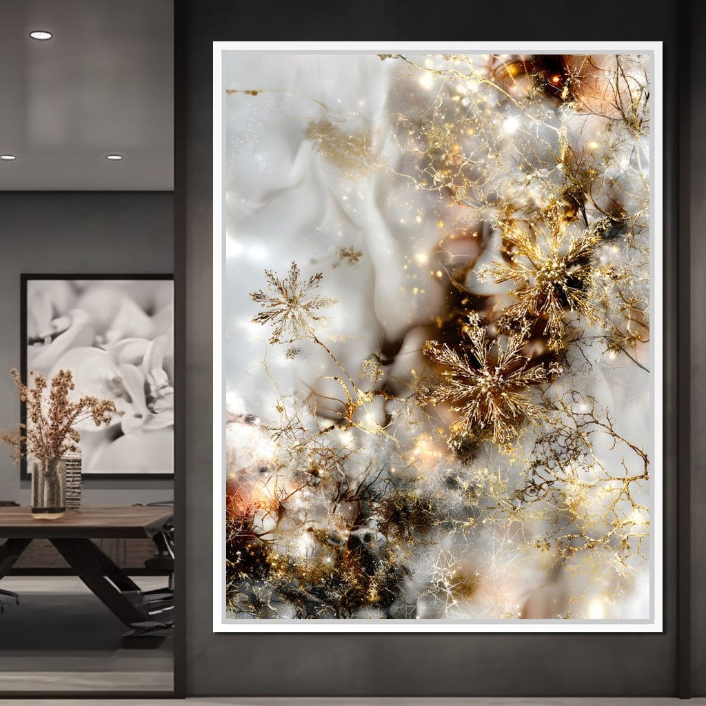 Golden Snowflake Reverie Canvas Wall Art