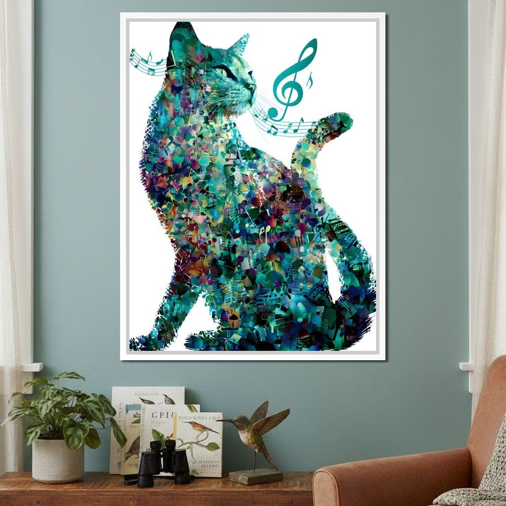 Melody Paws Neon Cat Muse Canvas Wall Art