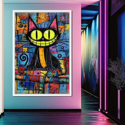 Neon Grin Alley Cat Pop Canvas Wall Art