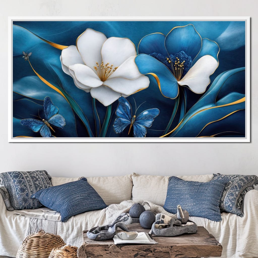 Blue Symphony of Flowers Canvas Wall Art