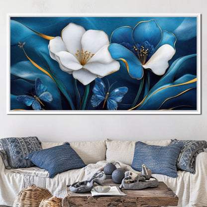 Blue Symphony of Flowers Canvas Wall Art