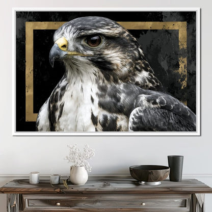 Golden Frame Falcon Portrait Canvas Wall Art