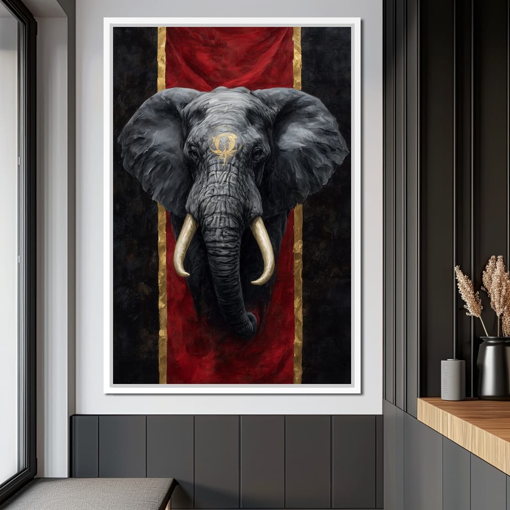Golden Sigil Elephant King Canvas Wall Art
