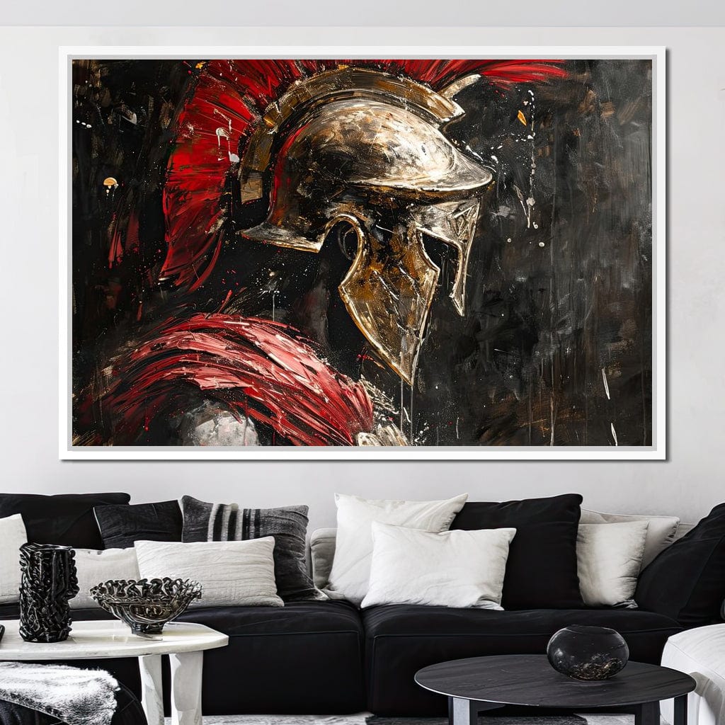 Spartan Solitude in Crimson Canvas Wall Art