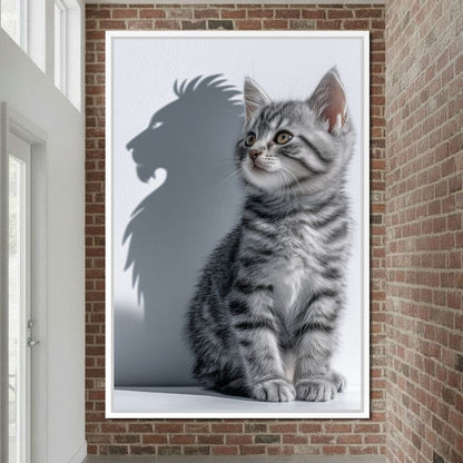 Brave Kitten Lion Shadow Canvas Wall Art