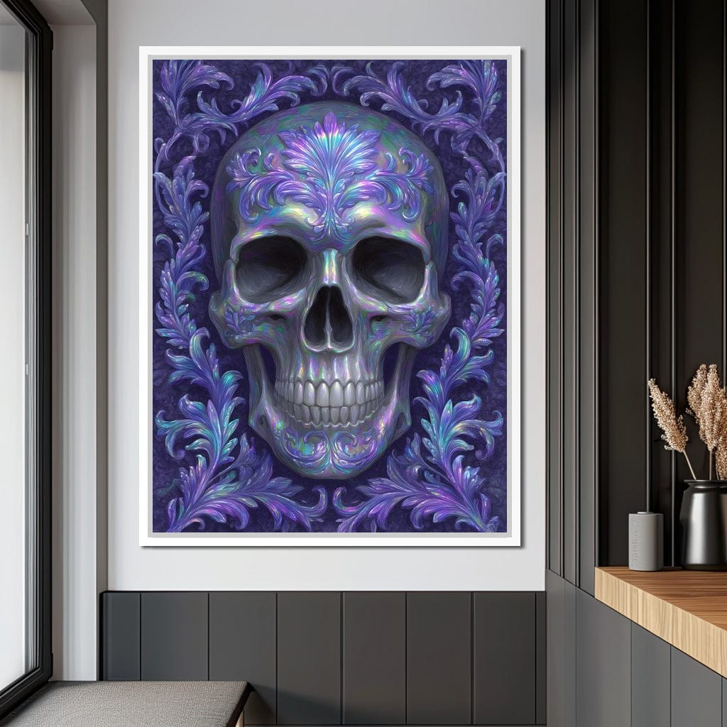 Prismatic Skull Baroque Flourish Canvas Wall Art
