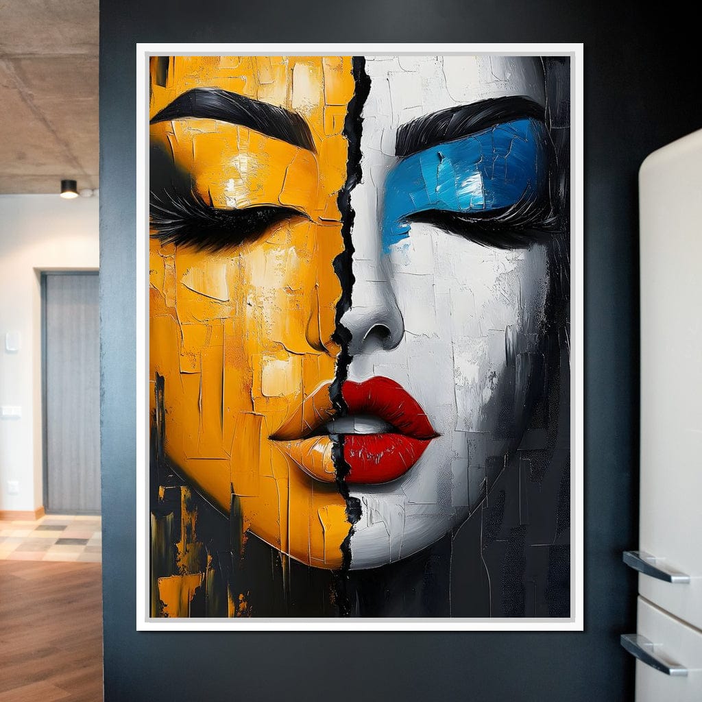 Dual Tones Modern Portrait Face Canvas Wall Art