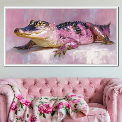 Pink Gator Lounge Portrait Canvas Wall Art