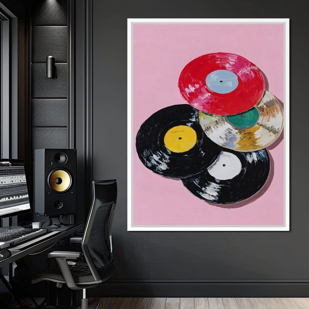 Retro Vinyl Record Pop Splash Canvas Wall Art