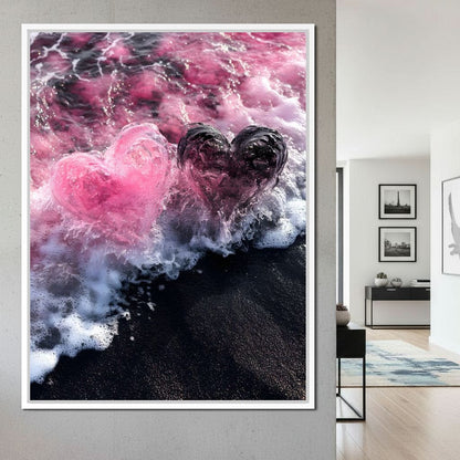 Rose Quartz Hearts Tide Canvas Wall Art