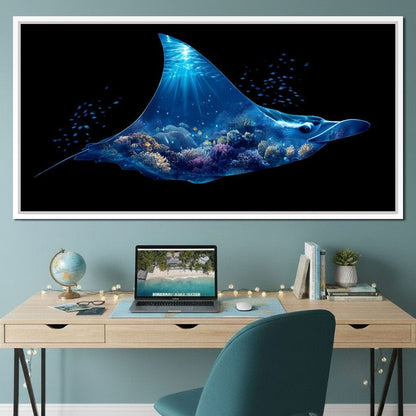 Ocean Manta Reef Lightfall Canvas Wall Art
