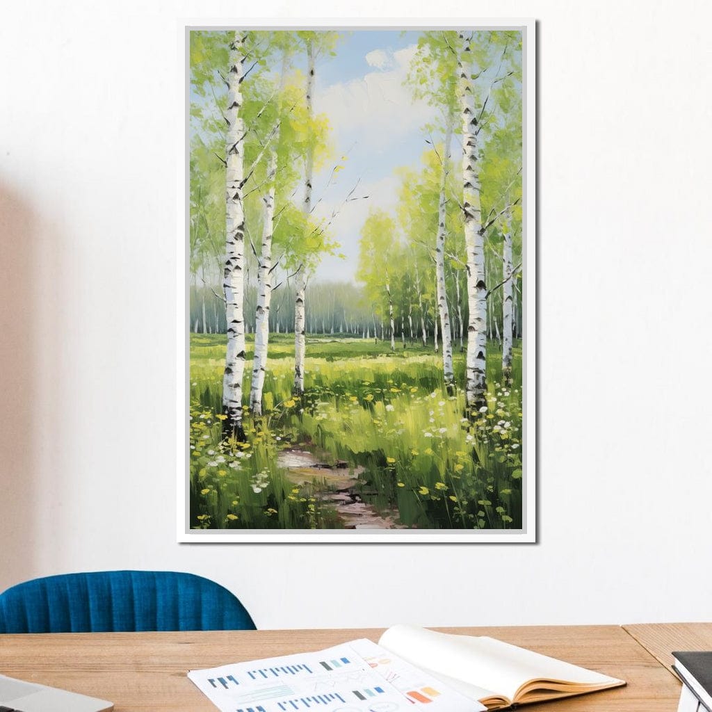 Birch Forest Springtime Canvas Wall Art