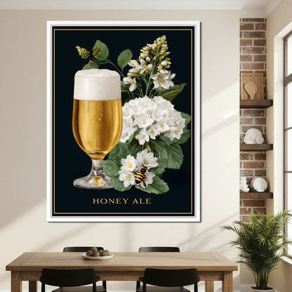 Golden Honey Ale Botanical Noir Canvas Wall Art
